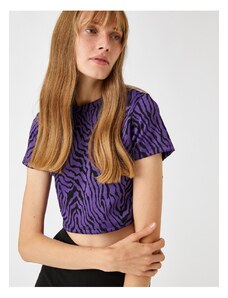 Koton Zebra Patterned Crop T-Shirt
