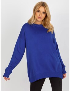 Fashionhunters Women's cobalt oversize sweater with the addition of wool