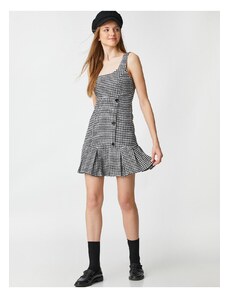 Koton Mini kombinézy šaty plisované štvorcový krk ramienko na gombíky