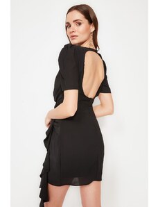 Trendyol Black Shirring detailné večerné šaty