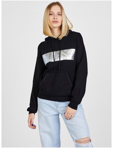 Black Women's Hoodie with Silver Inscription Guess - Women