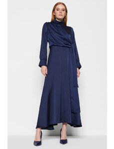 Trendyol Modest Námornícke modré rovné večerné hidžábové šaty