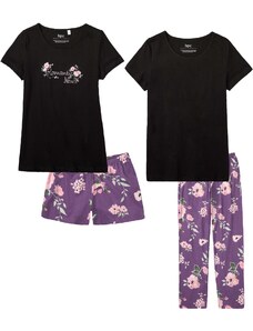 bonprix Pyžamo a krátke pyžamo (4-dielna sada), farba čierna