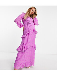 ASOS Maternity ASOS DESIGN Maternity maxi dress with warped spot and circle trim in purple