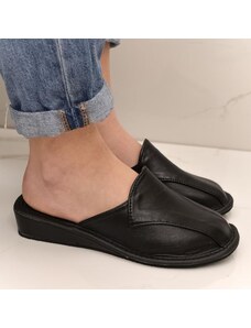 JOHN-C Dámske luxusné kožené čierne papuče IVORA
