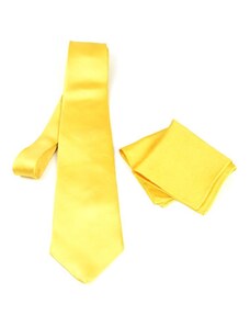 Vega Hodvábna kravata a vreckovka v zlatej farbe, Slovenská výroba 100% hodváb