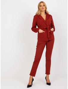 Fashionhunters Burgundy jacket with pockets and tie