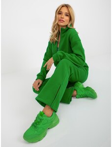 Basic Zelená trojdielna tepláková súprava s topom, mikinou a nohavicami