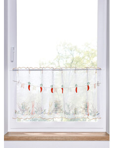 bonprix Vitrážková záclona s potlačou a 3D aplikáciou, farba biela, rozm. D/Š: 60/144 cm