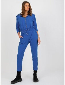 Fashionhunters Dark blue overall with trousers and hood