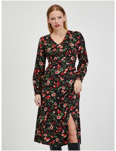 Orsay červeno-čierne dámske kvetinové šaty - ženy