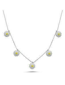 Klenoty Amber Strieborný náhrdelník sedmokrásky