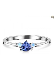Klenoty Amber Luxusný strieborný prsteň s tanzanitom a mesačným kameňom Spark