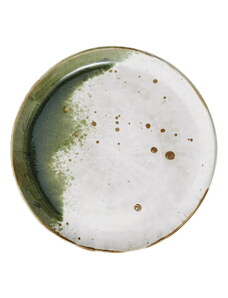 MADAM STOLTZ Dezertný tanier White/Green/Natural 21 cm