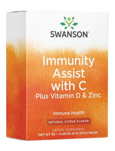 Swanson Immunity Assist with C Plus Vitamin D & Zinc Citrusy, 30 ks, prášok