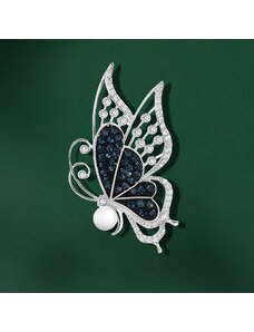 Éternelle Luxusní brož s perlou a zirkony Raula - motýl