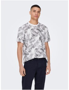 White Mens Patterned T-Shirt ONLY & SONS Perry - Men