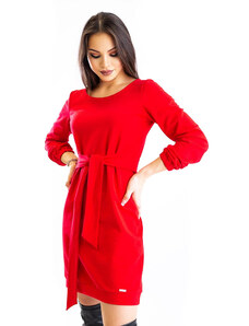 VERSABE Dámske šaty VSB s opaskom v červenej farbe