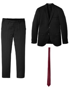 bonprix 3-dielny oblek: sako, nohavice, kravata, Slim Fit, farba čierna