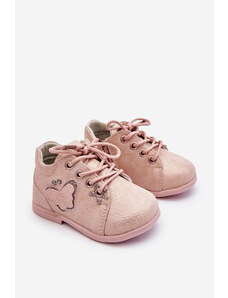 Kesi Lace-up leather shoes with butterfly pink avi