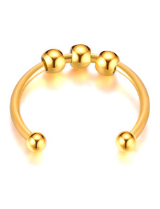 MSPERK Dámsky nastaviteľný prsteň z chirurgickej ocele s troma pohyblivými guličkami zlatý