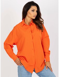 Fashionhunters Orange oversize button shirt with cuffs