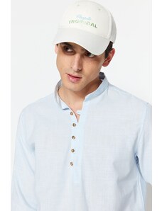 Trendyol Collection Nová košeľa s vysokým výstrihom a zapínaním na gombíky v modrej farbe Slim Fit
