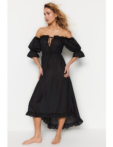 Trendyol Collection Plážové šaty s čiernym golierom Carmen