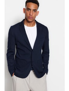 Trendyol Collection Námornícka modrá Slim Fit dvojité vreckové sako