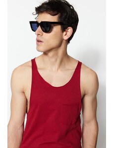 Trendyol Claret Red Pánsky Regular / Normal Fit 100% bavlnené vreckové tričko bez rukávov/športovec