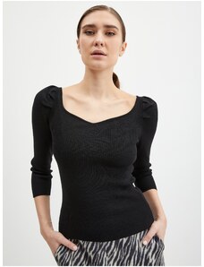 Čierny dámsky rebrovaný sveter ORSAY