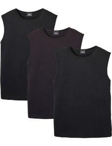 bonprix Tričko bez rukávov (3 ks), farba čierna, rozm. 60/62 (XXL)