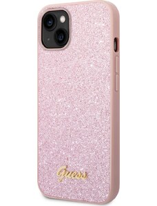 Púzdro Guess PC/TPU Glitter Flakes Metal Logo iPhone 14 Plus ružové
