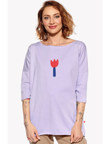 Piskacie Dámske tričko s kvetom, farba orgovánová, veľkosť xxs