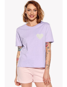 Piskacie Dámske tričko so srdiečkom, farba orgovánová, veľkosť xs
