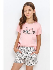 Taro Dievčenské pyžamo Lexi pre staršie, ružové s mačkou