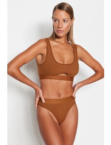 Trendyol Brown Corded Elastic Window/Cut Out Detailed Knitted Underwear Set