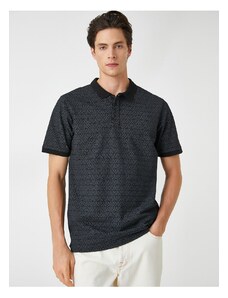 Koton Polo Neck T-Shirt with Geometric Details, Slim Fit.