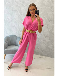 Kesi Overall with decorative belt at waist pink