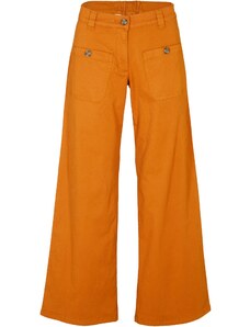 bonprix Twillové nohavice so širokým strihom a pohodlným pásom, po členky, farba hnedá