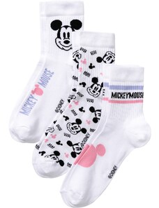 bonprix Krátke ponožky Mickey Mouse (3 ks), farba biela