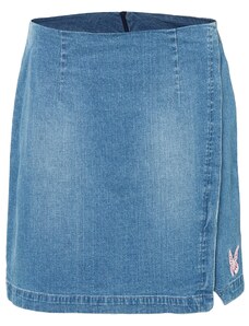 bonprix Mini sukňa s výšivkou, farba modrá, rozm. 34