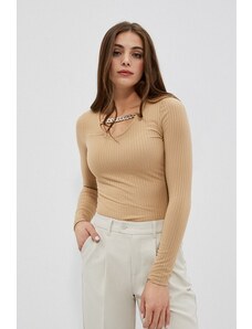Moodo Ribbed knit blouse with chain