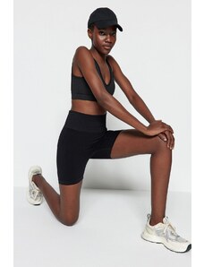 Trendyol Black Seamless/Seamless Sport Shorts legíny pre extra stretnutie