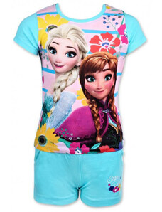 Setino Dievčenský letný set kraťasy a tričko Frozen tyrkysová-140 cm (9-10rokov)
