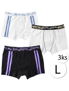 Mr.BIG 213 Pánske boxerky L, 3 ks, biela, čierna