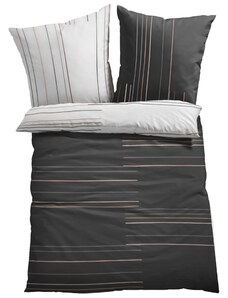 bonprix Obojstranná posteľná bielizeň s pásikmi, farba šedá