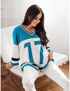 Turquoise-white sweater Cocomore cmgB160a.R01