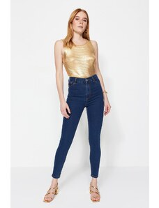 Trendyol Collection Tmavomodré jegging džínsy s vysokým pásom
