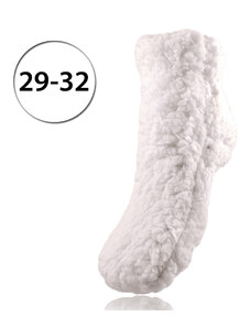 LOOKeN SM-HL-0173 Detské ponožky na spanie z ovčej vlny, 29-32, jednofarebné, smotanová